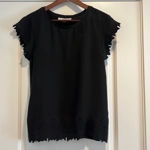 Mixed media, black eyelet LOFT shirt, medium